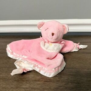 Douglas Pink Teddy Bear Lovey Security Blanket Baby Girl Satin Trim Tied Bows